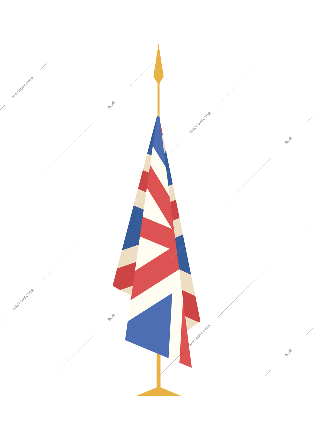 President workplace official residence composition with isolated image of british flag vector illustration