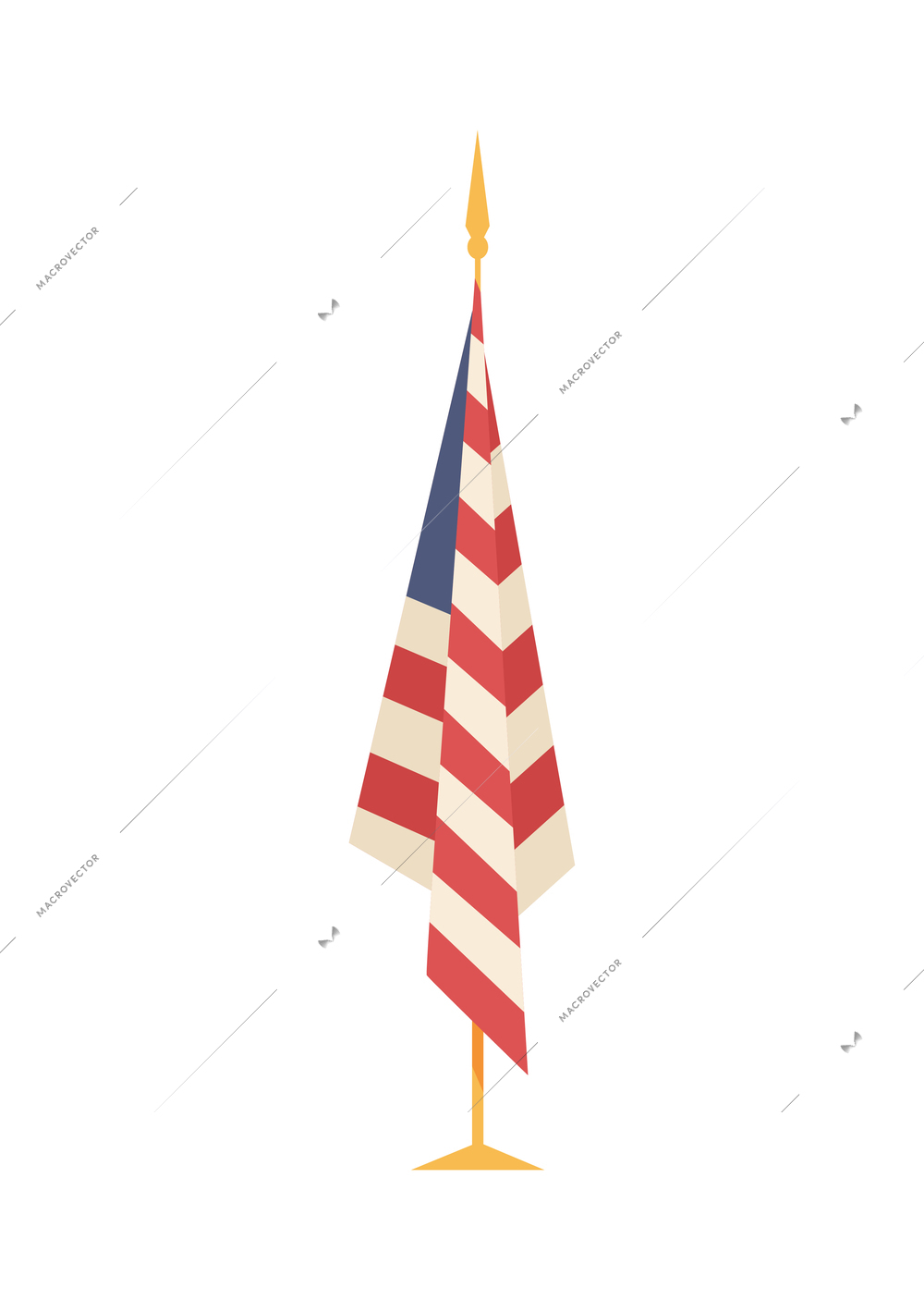 President workplace official residence composition with isolated image of american flag vector illustration