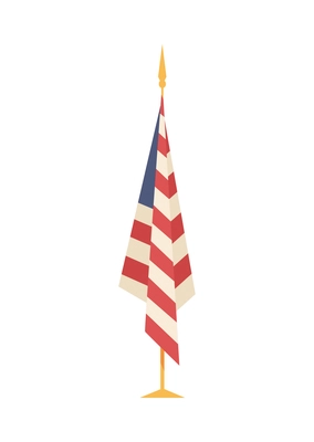 President workplace official residence composition with isolated image of american flag vector illustration