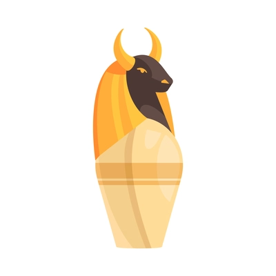 Egyptian tomb composition with isolated image of decorated ancient vase with bulls head vector illustration