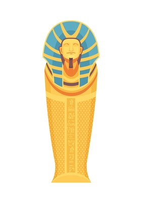 Egyptian tomb composition with isolated image of decorated golden tomb for pharaoh mummy vector illustration