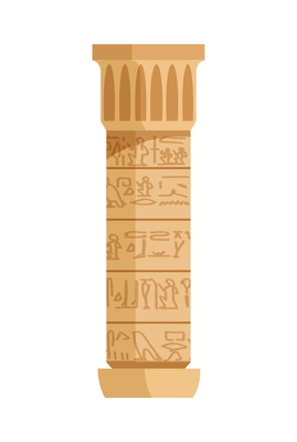 Egyptian tomb composition with isolated image of cone shaped pillar column with engraved hieroglyphs vector illustration
