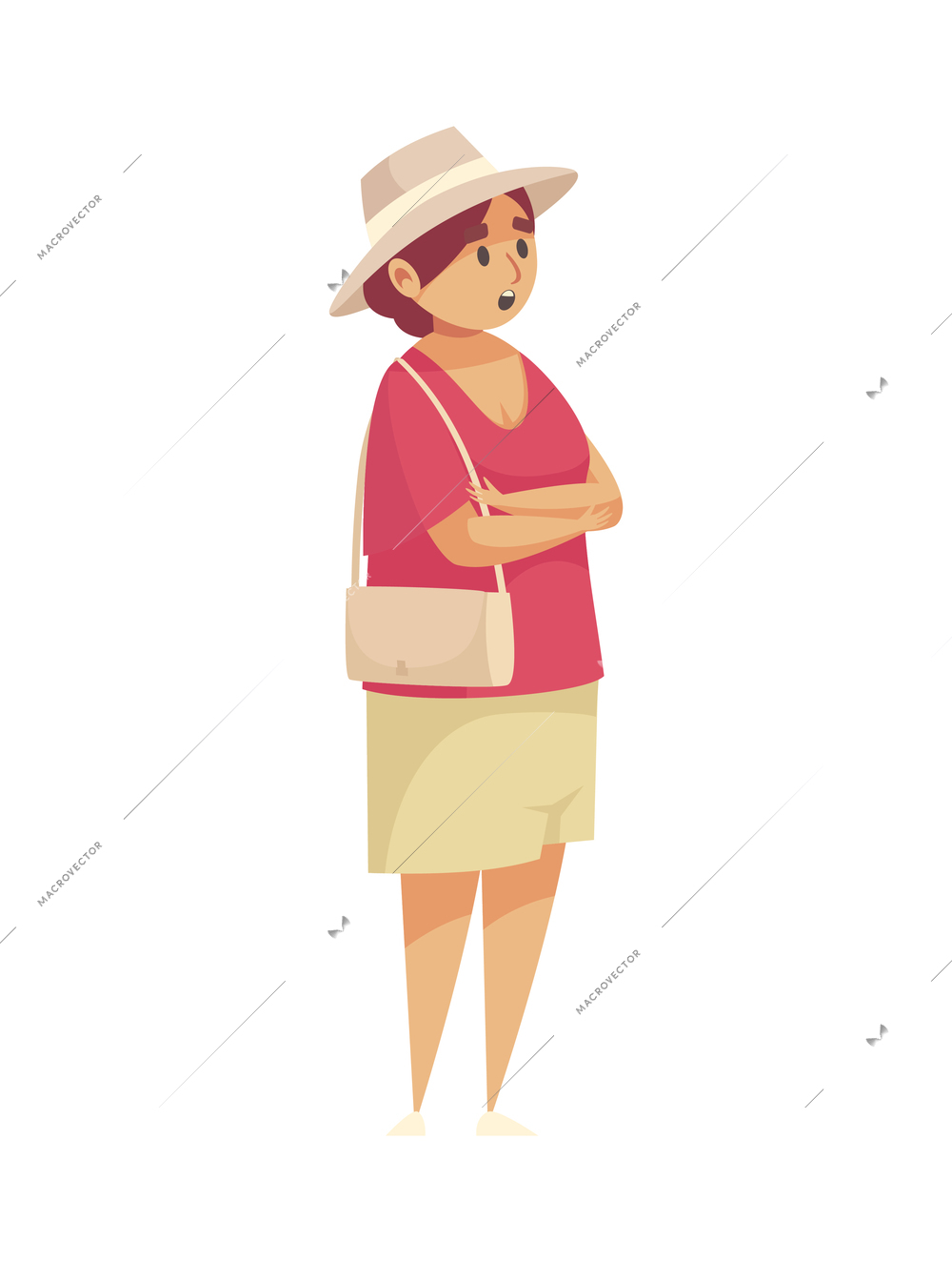 Safari travel composition with isolated character of talking female tourist wearing hat vector illustration
