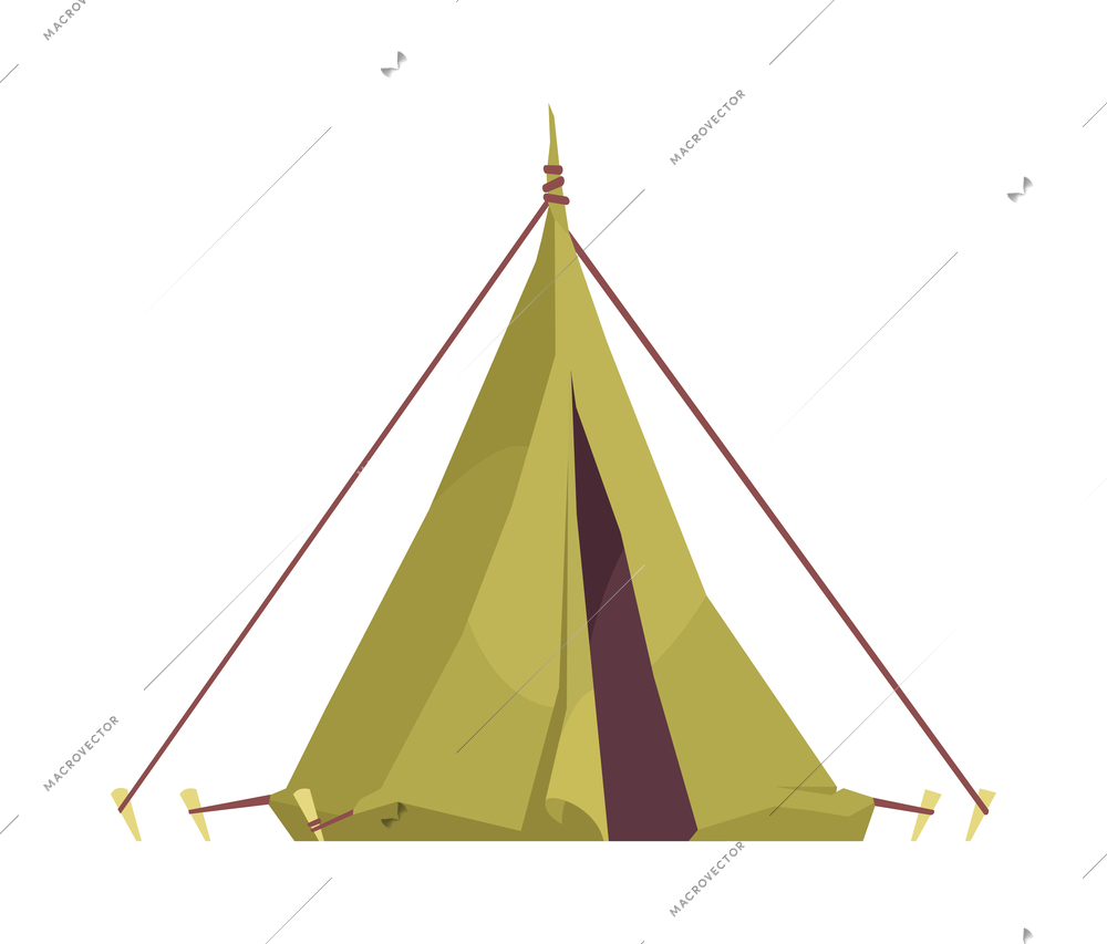 Safari travel composition with isolated image of cone shaped tent shelter vector illustration