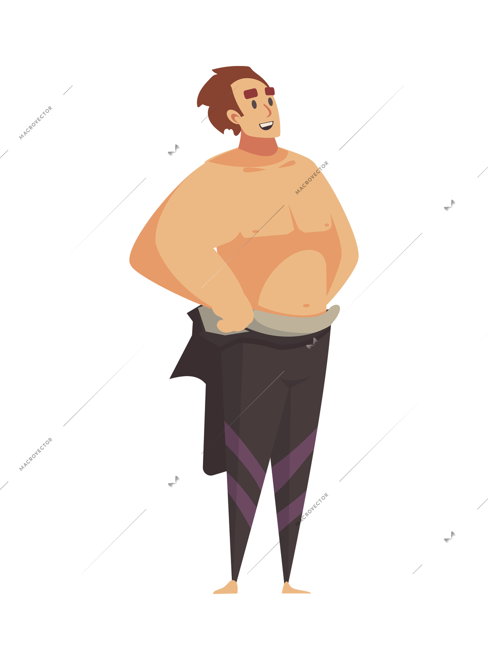 Scuba diving composition with isolated male character of diver getting dressed in floating suit vector illustration