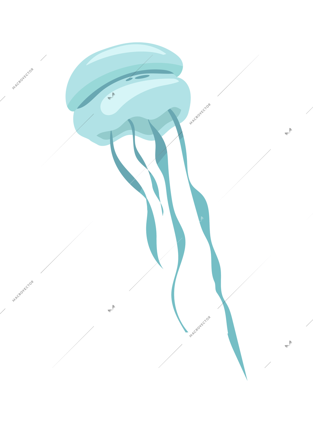 Scuba diving composition with isolated image of exotic jelly fish on blank background vector illustration