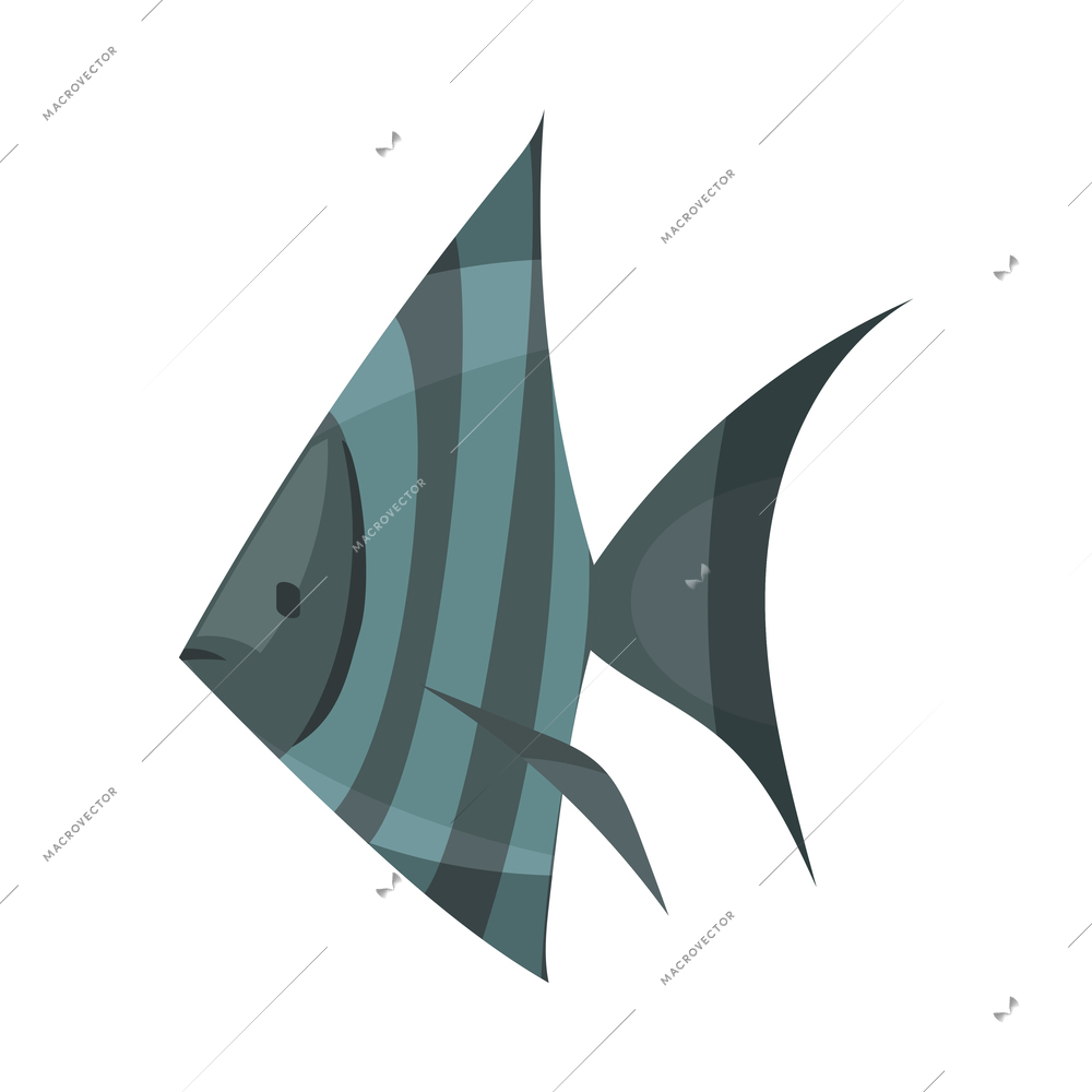 Scuba diving composition with isolated image of rhombus shaped exotic fish on blank background vector illustration