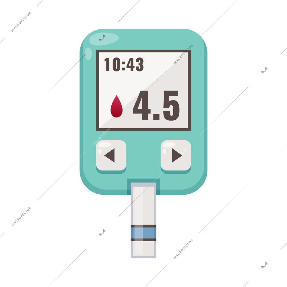 Diabetes cartoon composition with isolated image of portable electronic device performing blood test vector illustration