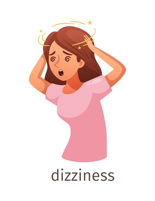 Diabetes cartoon composition with character of sick woman suffering from dizziness vector illustration