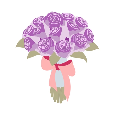 Wedding planning isometric composition with isolated image of rich bouquet of violet flowers vector illustration