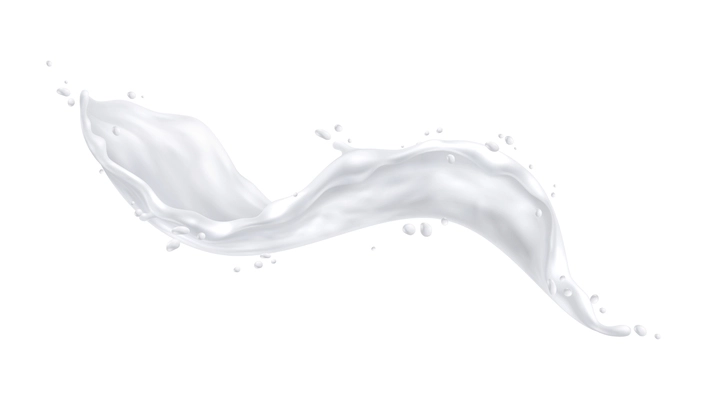 Milk splashes realistic composition with isolated image of spluttering white liquid on blank background vector illustration