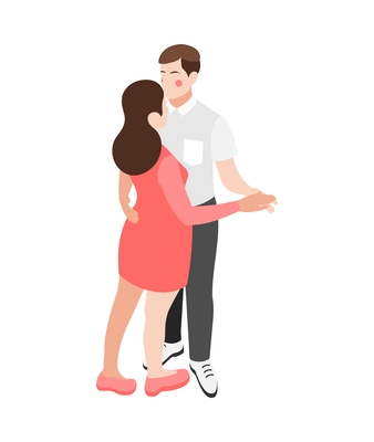 Wedding planning isometric composition with man and woman practicing wedding dance together vector illustration