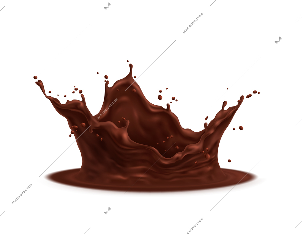 Chocolate splashes realistic composition with isolated image of spluttering brown liquid on blank background vector illustration