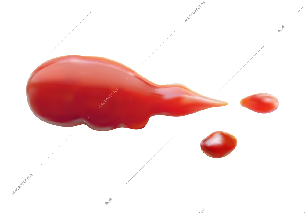 Red bright sauce spot realistic composition isolated on blank background vector illustration