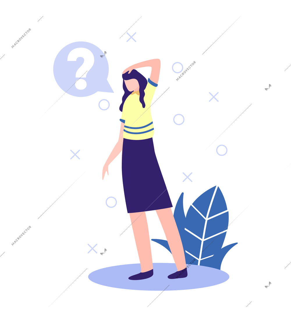 Business partners partnership composition with human character of concerned female worker vector illustration