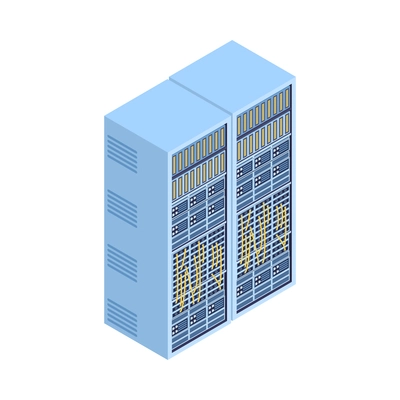 Isometric meteorological weather center forecasters composition with server cabinet with wires vector illustration