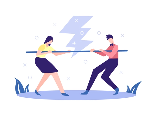 Business partners partnership composition with human characters of coworkers with stick and bolt vector illustration