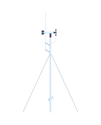 Isometric meteorological weather center forecasters composition with wind vane on tripod vector illustration