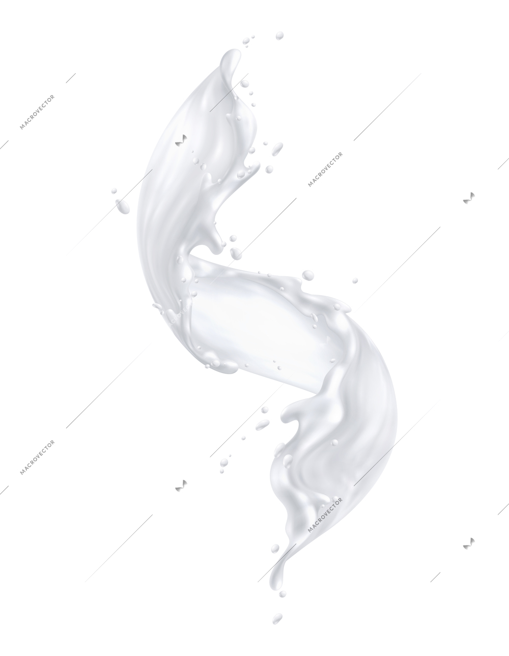 Milk splashes realistic composition with isolated image of spluttering white liquid on blank background vector illustration