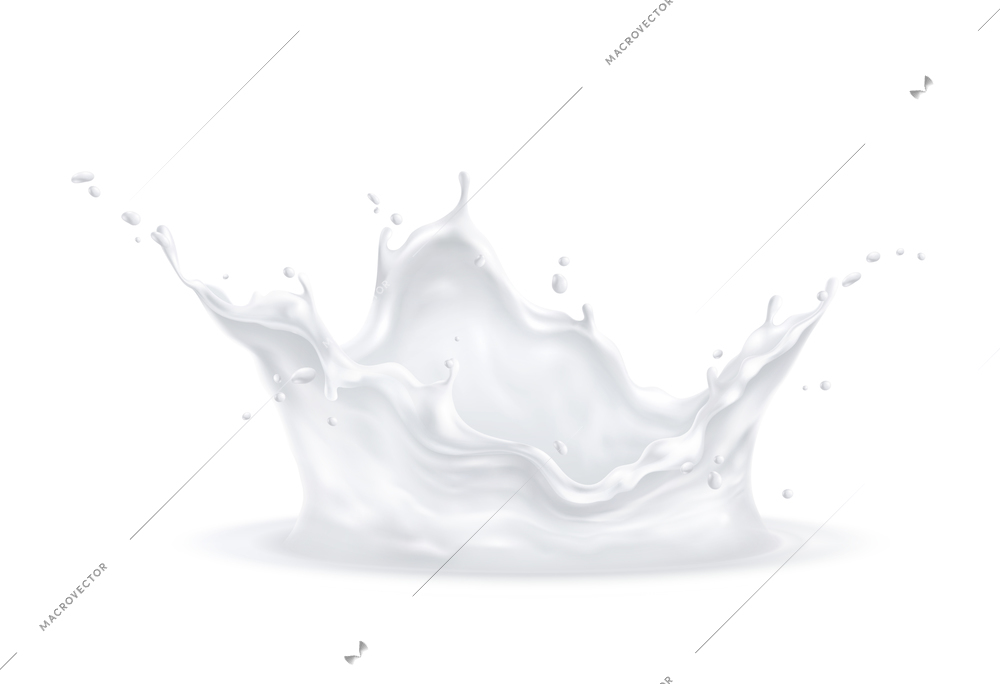 Milk splashes realistic composition with isolated image of spluttering white liquid on blank background vector illustration