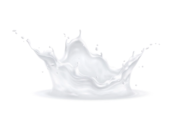 Milk splashes realistic composition with isolated image of spluttering white liquid on blank background vector illustration