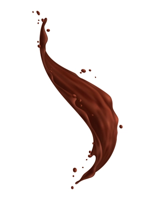 Chocolate splashes realistic composition with isolated image of spluttering brown liquid on blank background vector illustration