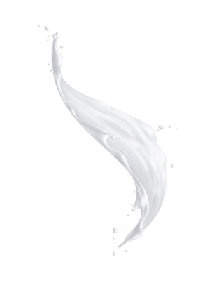 Milk splashes realistic composition with isolated image of spluttering white liquid on blank background vector illustration