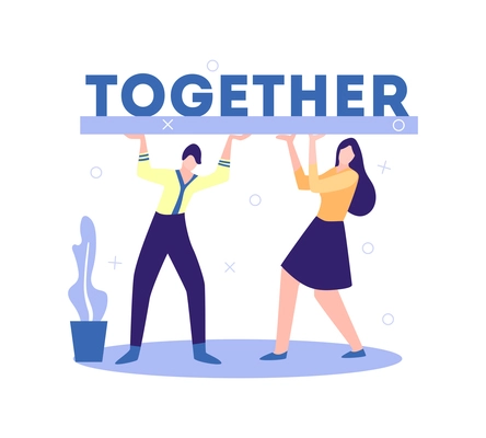 Business partners partnership composition with human characters of coworkers with text vector illustration