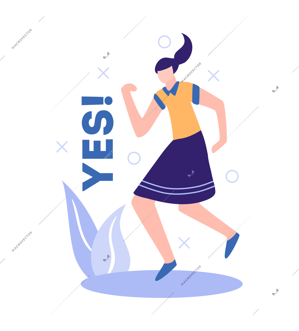 Business partners partnership composition with human character of happy female worker vector illustration