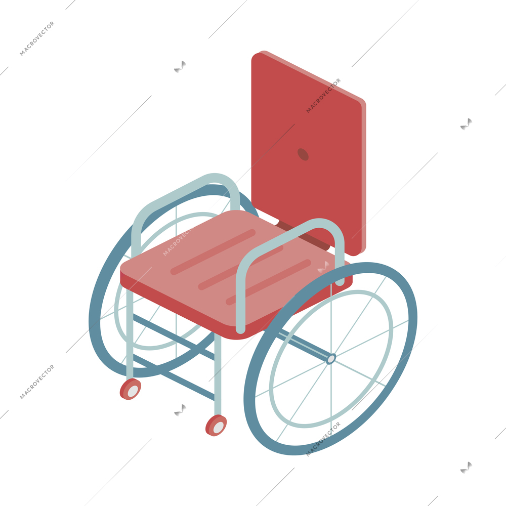 Ambulance isometric composition with isolated image of wheelchair vector illustration