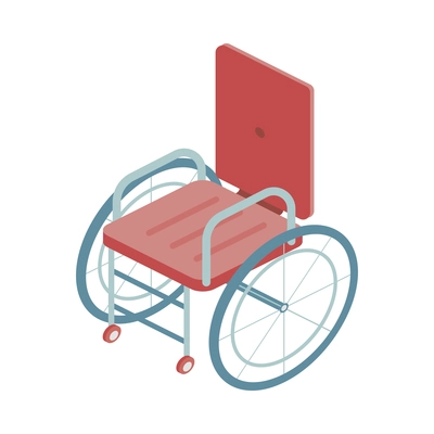 Ambulance isometric composition with isolated image of wheelchair vector illustration