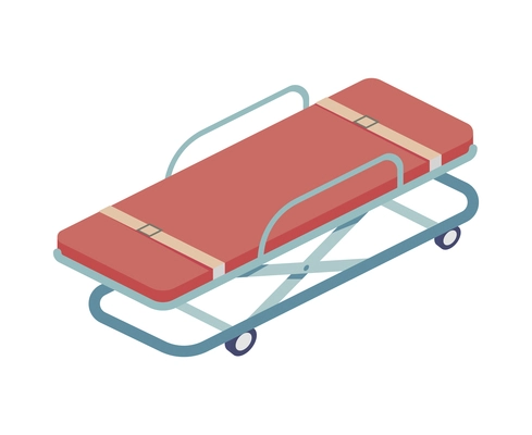 Ambulance isometric composition with isolated image of wheeled crash cart vector illustration