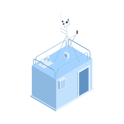 Isometric meteorological weather center forecasters composition with isolated facility building vector illustration