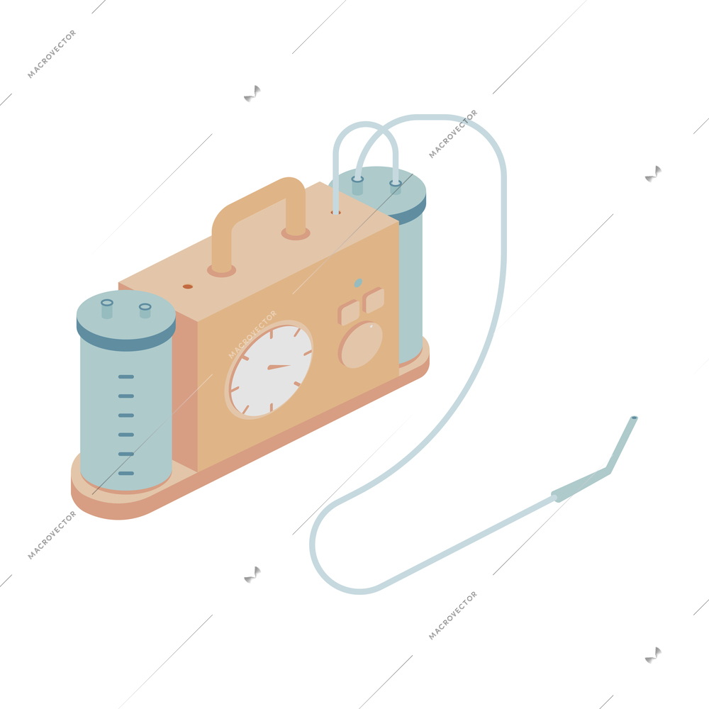 Ambulance isometric composition with isolated image of medical appliance vector illustration