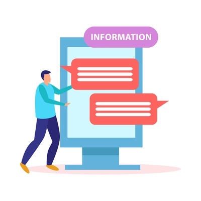 Online education composition of flat icons with human character of remote student with lightbox vector illustration