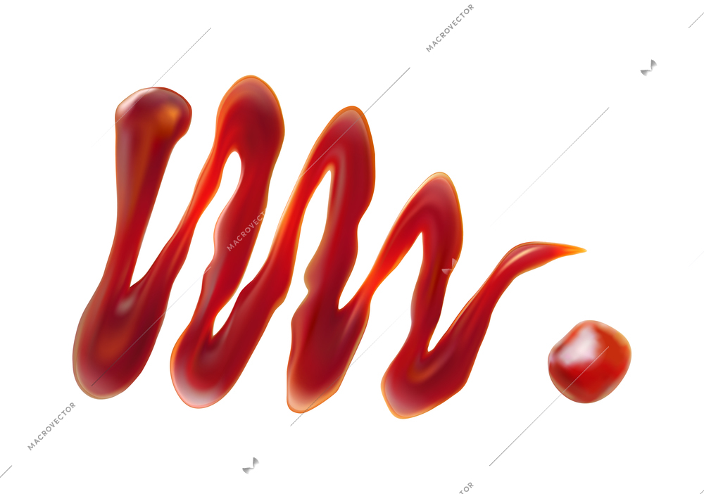 Red bright sauce spot realistic composition isolated on blank background vector illustration