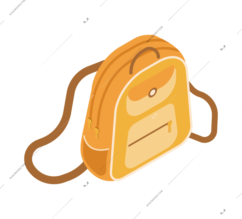 Isometric bicycle bike composition with isolated image of light backpack vector illustration