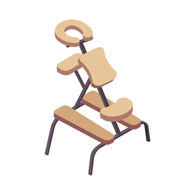 Massage therapy isometric icons composition with isolated image of wooden stool with multiple parts vector illustration
