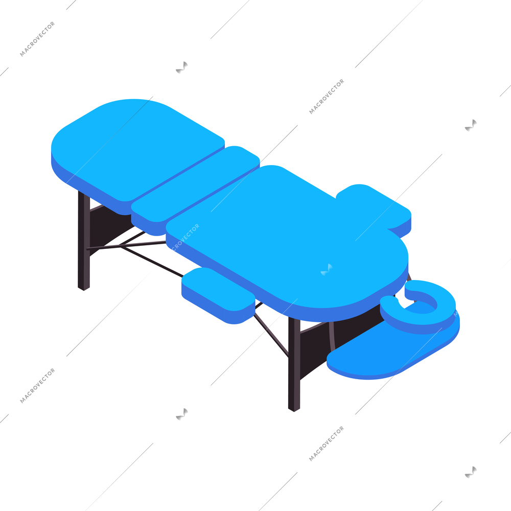 Massage therapy isometric icons composition with isolated image of foldable table vector illustration