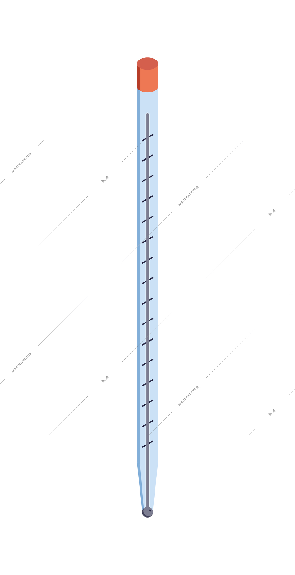 Isometric meteorological weather center forecasters composition with image of thermometer vector illustration