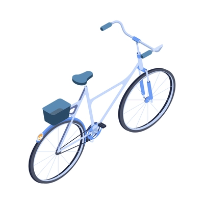 Isometric bicycle bike composition with isolated image of bicycle with back carrier vector illustration
