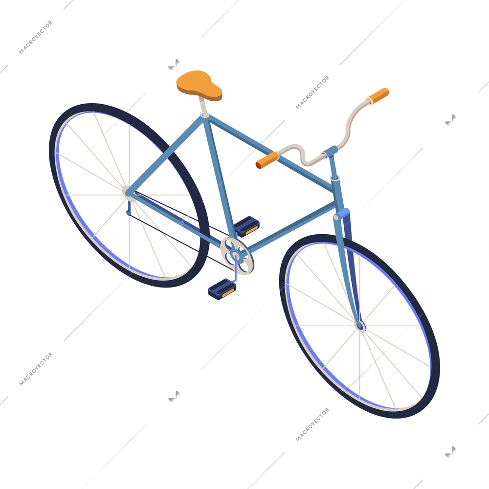 Isometric bicycle bike composition with isolated image of cruiser bicycle vector illustration