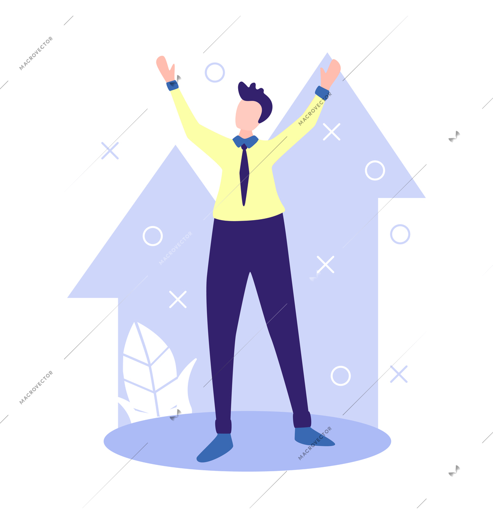 Business partners partnership composition with human character of happy male worker vector illustration