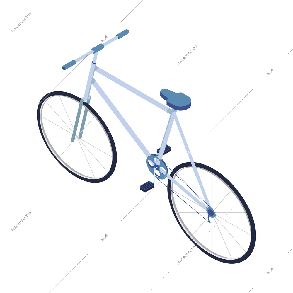 Isometric bicycle bike composition with isolated image of single speed bicycle vector illustration