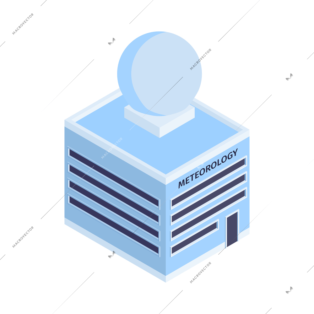 Isometric meteorological weather center forecasters composition with isolated building of meteo center vector illustration