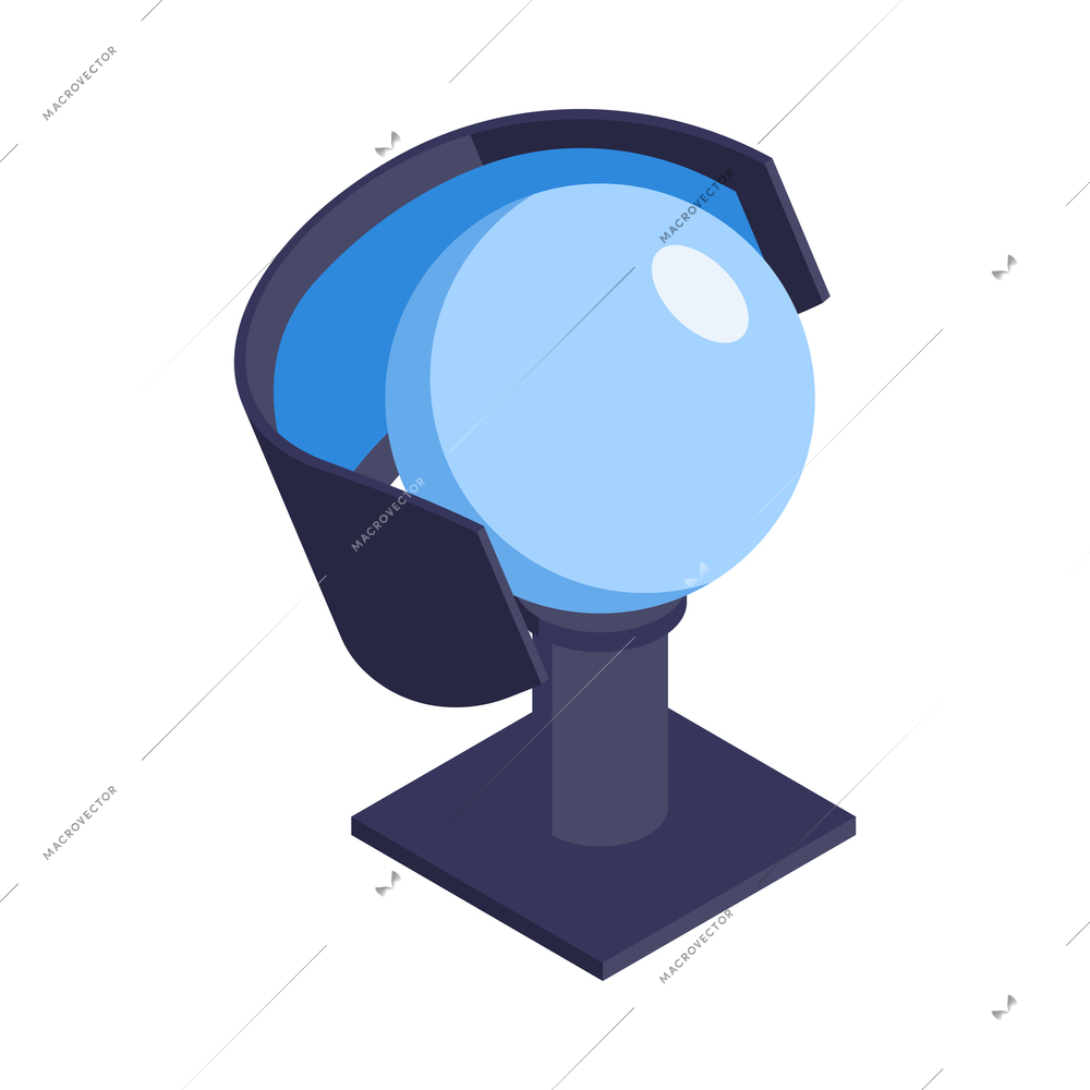 Isometric meteorological weather center forecasters composition with isolated image of ball sensor vector illustration