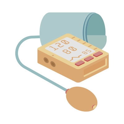 Ambulance isometric composition with isolated image of electronic tonometer vector illustration