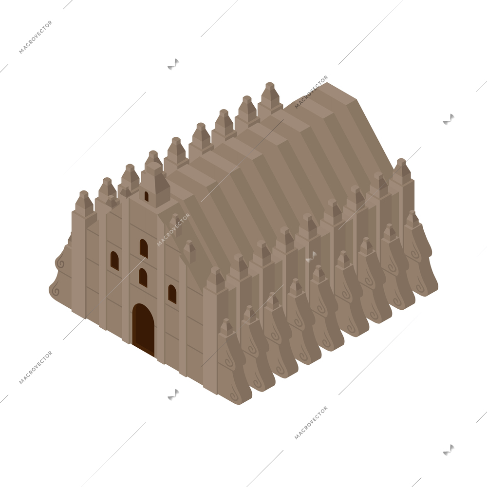 Isometric philippine travel composition with isolated image of temple entrance vector illustration