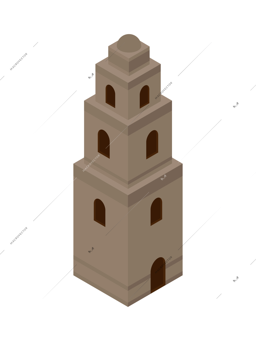Isometric philippine travel composition with isolated image of ancient tower vector illustration