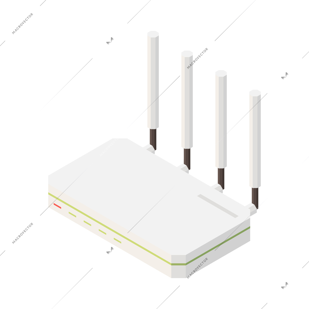 Modern internet 5g communication technology isometric composition with isolated image of router vector illustration